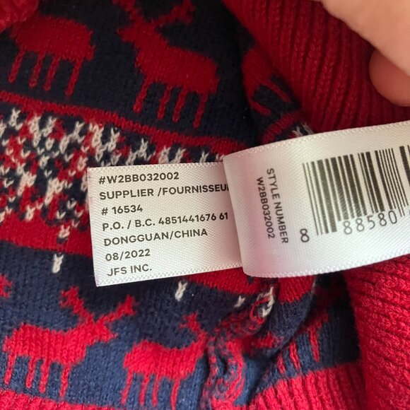 Joe Fresh Baby Fair Isle Holiday Sweater Size 6-12M | EUC Red Navy Knit Snow - Picture 8 of 14